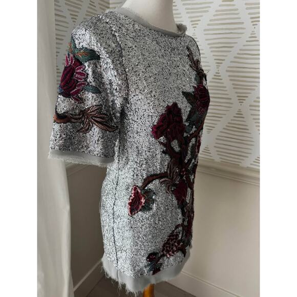 Zara XS Silver Sequin Embroidered Mini Dress ASO Alexis Rose in Schitt's Creek - Picture 9 of 10